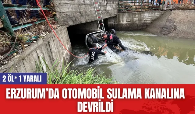 Erzurum’da otomobil sulama kanalına devrildi: 2 öl*, 1 yaralı