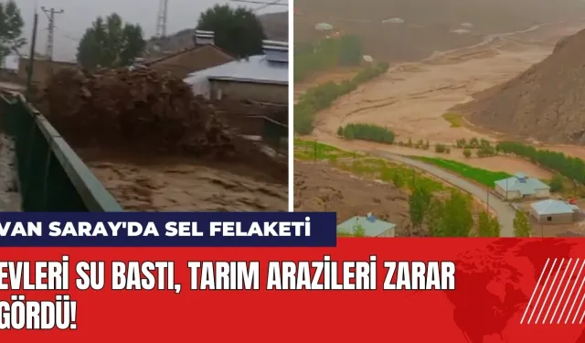 Van Saray'da sel felaketi! Evleri su bastı tarım arazileri zarar gördü