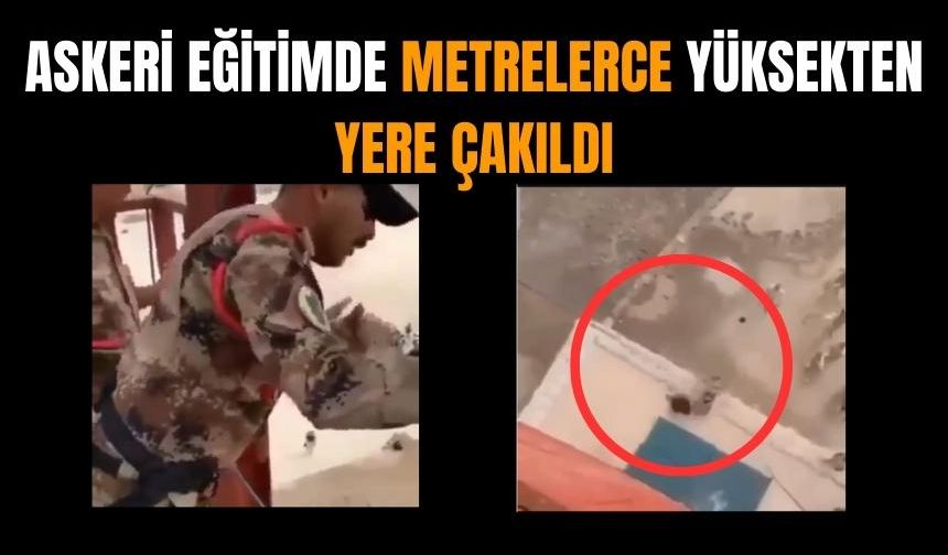 Eğitimdeki asker metrelerce yüksekten yere çakıldı