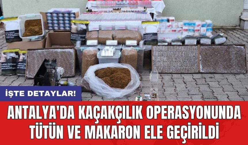 Antalya'da kaçakçılık operasyonunda tütün ve makaron ele geçirildi